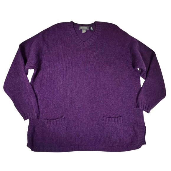 Vintage Designs & Co Lane Bryant 100% Wool Sweater SZ 22/24 Purple Boxy Cottage - Picture 13 of 13